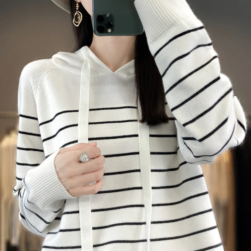 (New) Striped Wool Hoodies And Sweatshirts