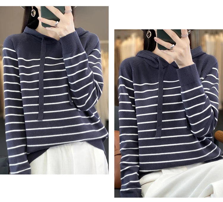 (New) Striped Wool Hoodies And Sweatshirts