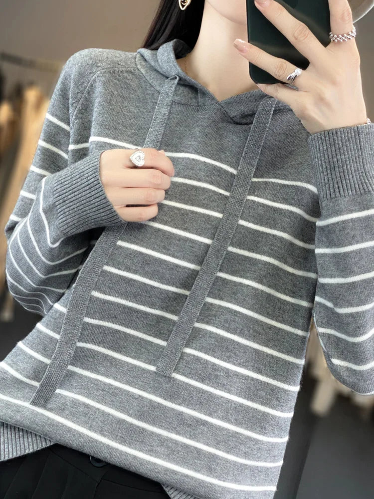 (New) Striped Wool Hoodies And Sweatshirts