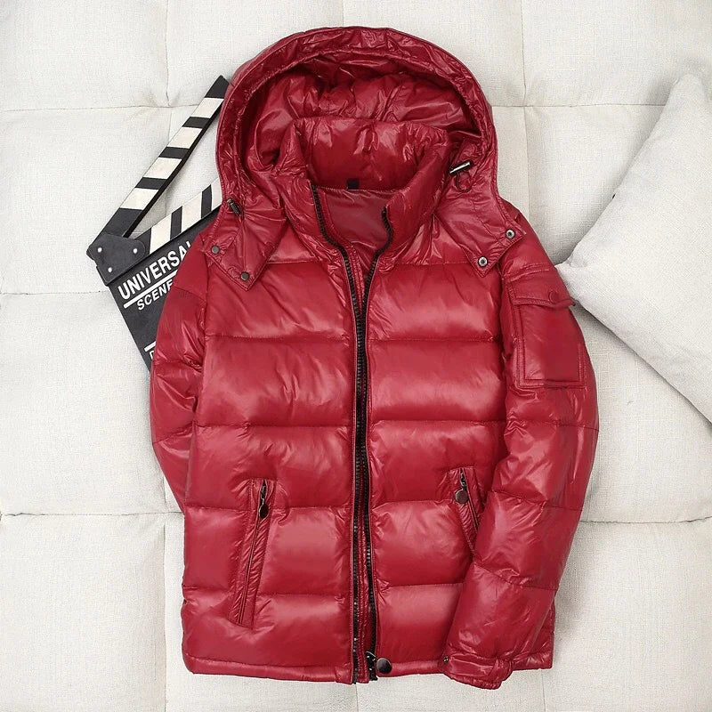 Shiny White Casual Puffer Jacket