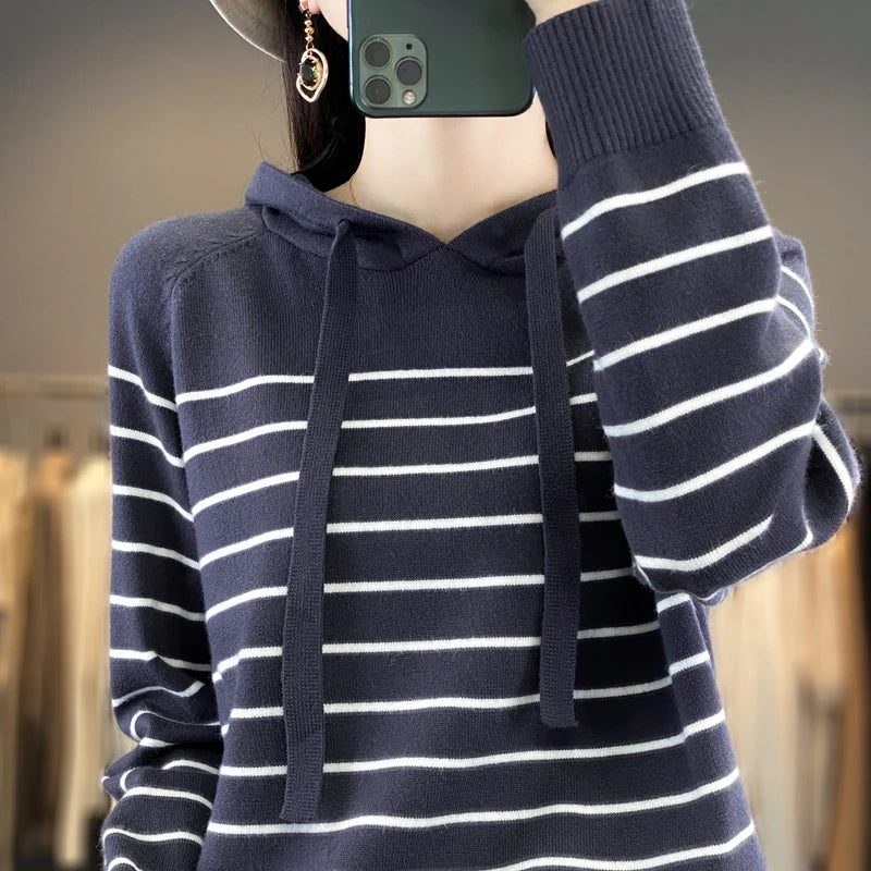 (New) Striped Wool Hoodies And Sweatshirts