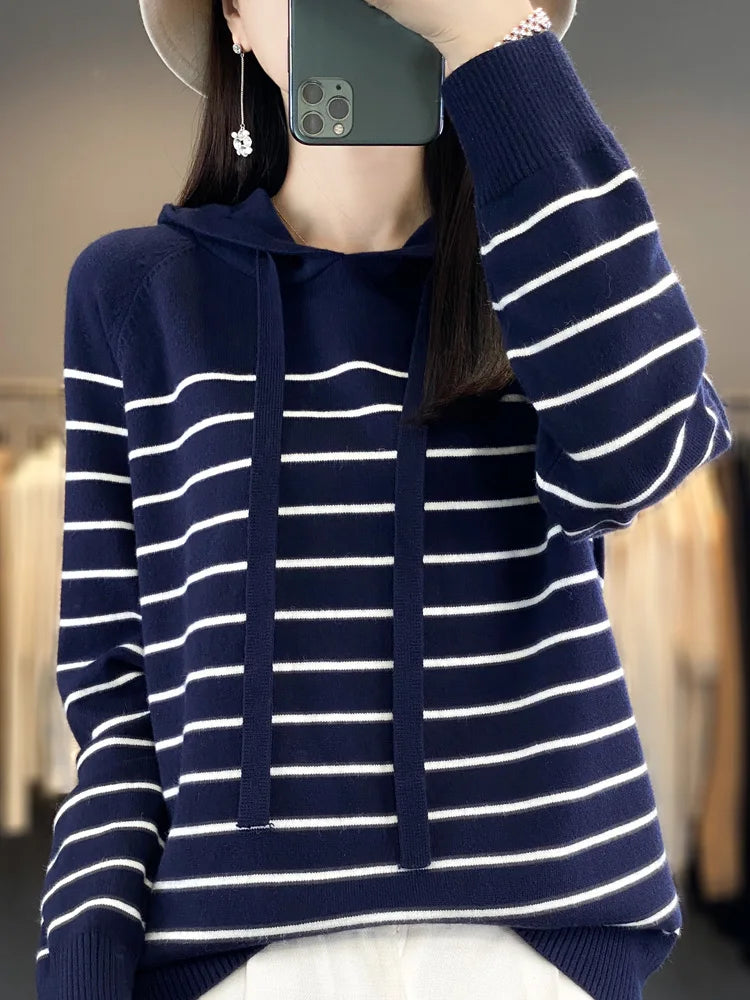 (New) Striped Wool Hoodies And Sweatshirts