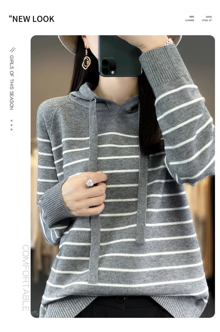 (New) Striped Wool Hoodies And Sweatshirts