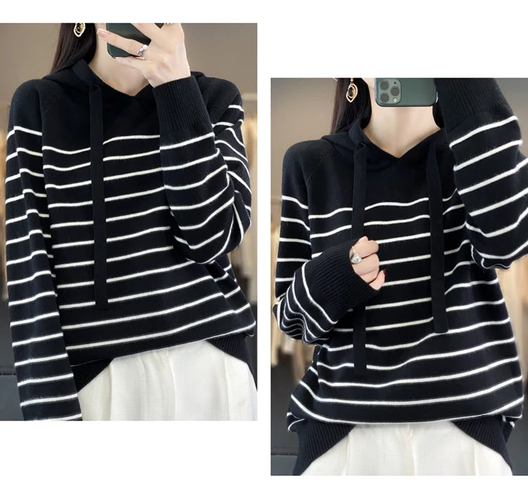 (New) Striped Wool Hoodies And Sweatshirts