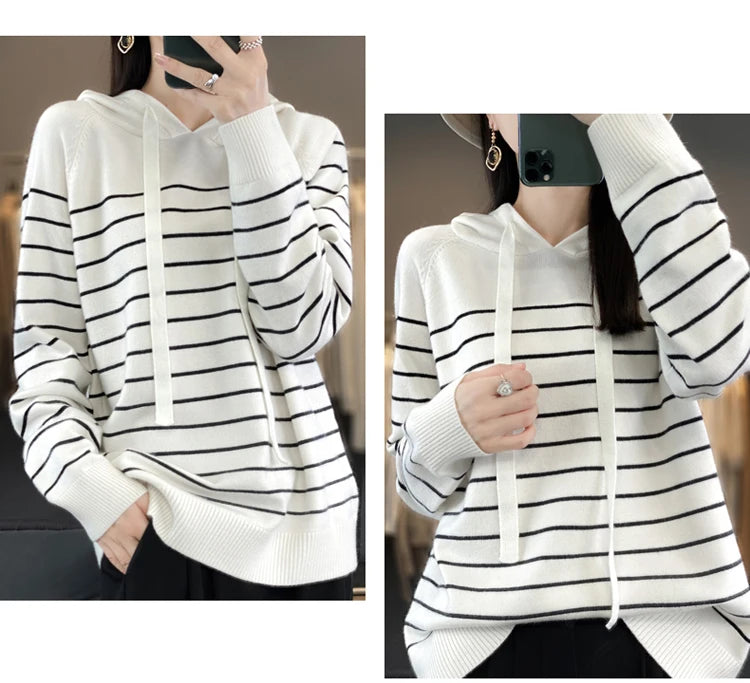 (New) Striped Wool Hoodies And Sweatshirts