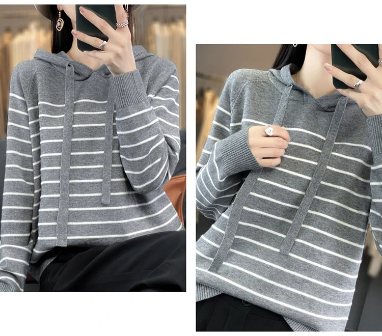 (New) Striped Wool Hoodies And Sweatshirts