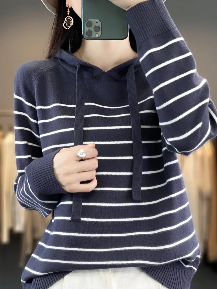 (New) Striped Wool Hoodies And Sweatshirts