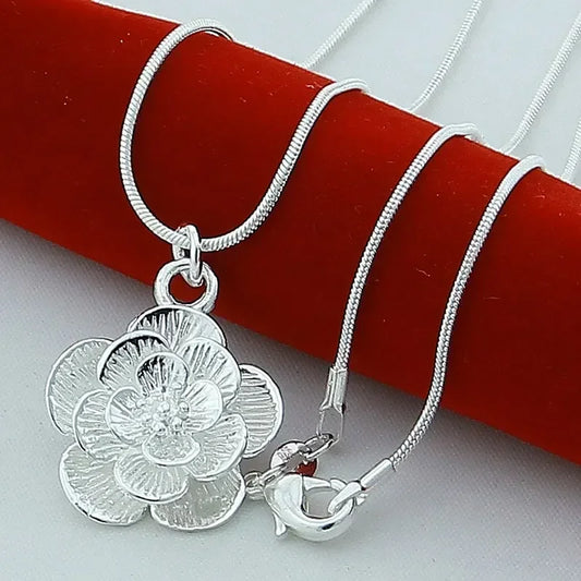 925  Silver Rose Flower Pendant