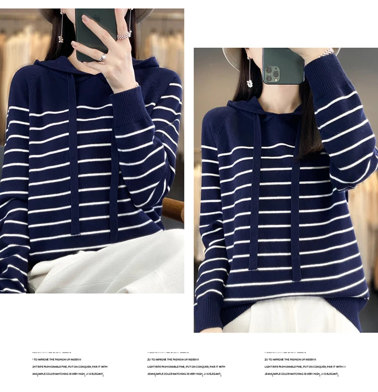 (New) Striped Wool Hoodies And Sweatshirts