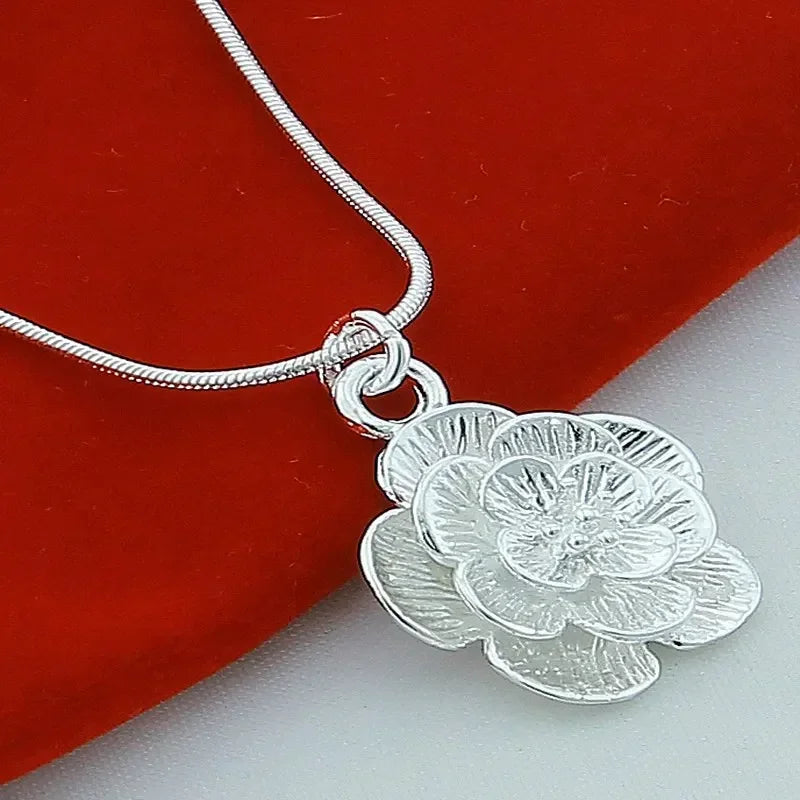 925  Silver Rose Flower Pendant