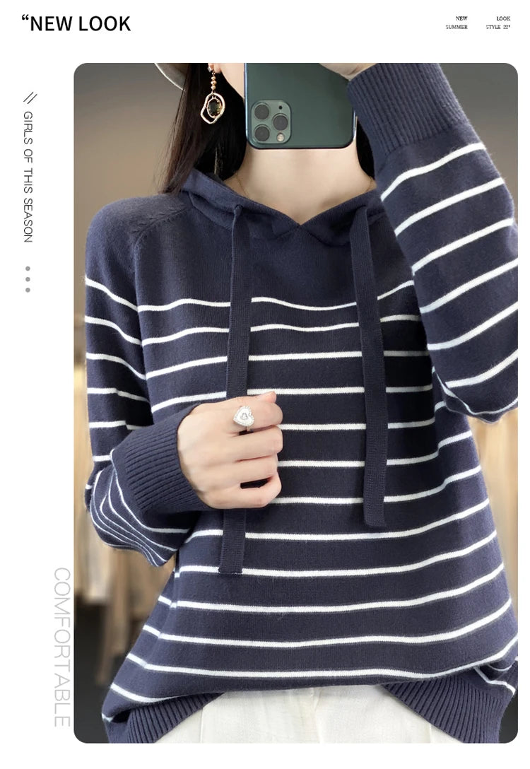 (New) Striped Wool Hoodies And Sweatshirts