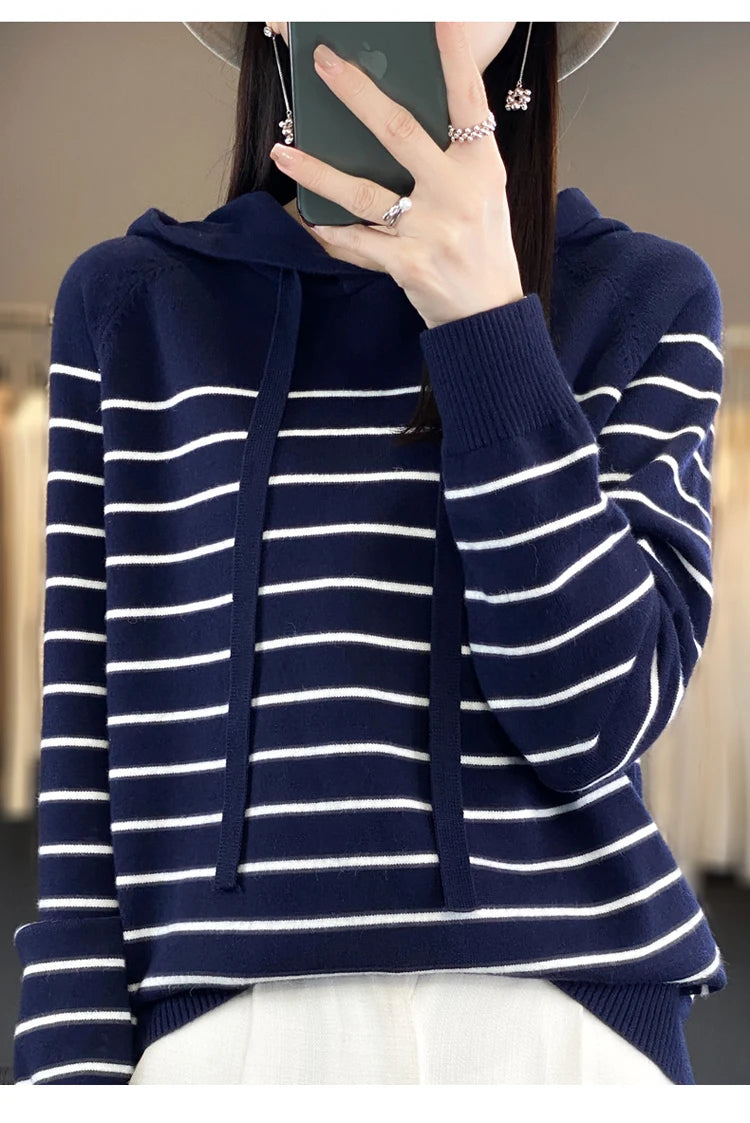 (New) Striped Wool Hoodies And Sweatshirts