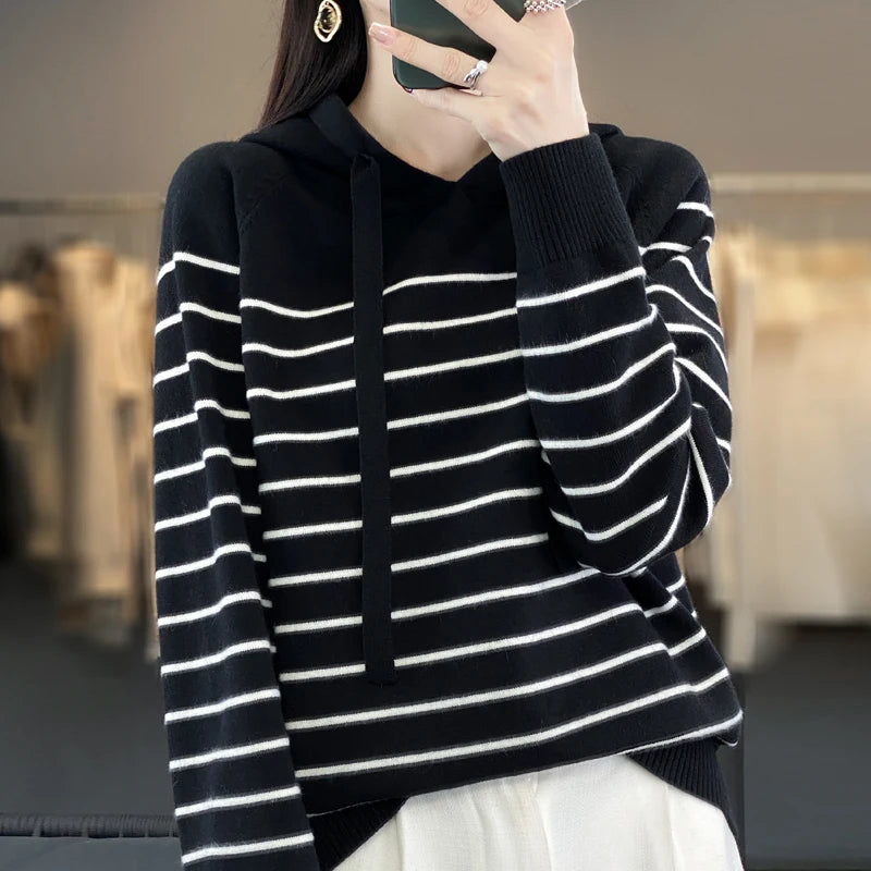 (New) Striped Wool Hoodies And Sweatshirts