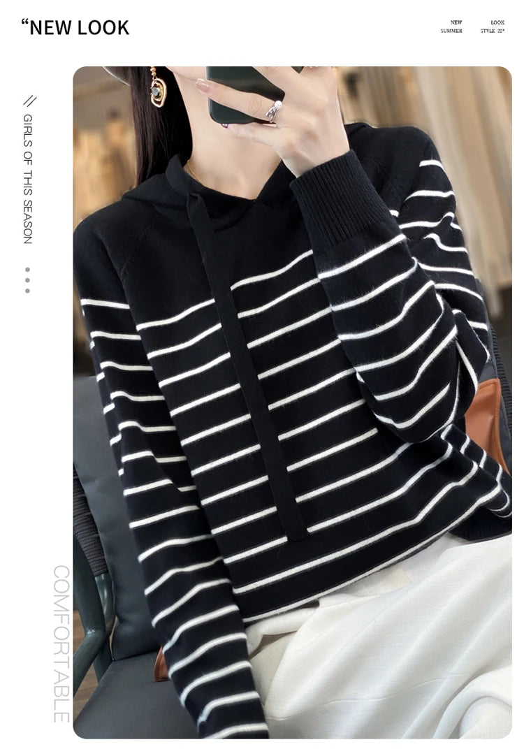 (New) Striped Wool Hoodies And Sweatshirts