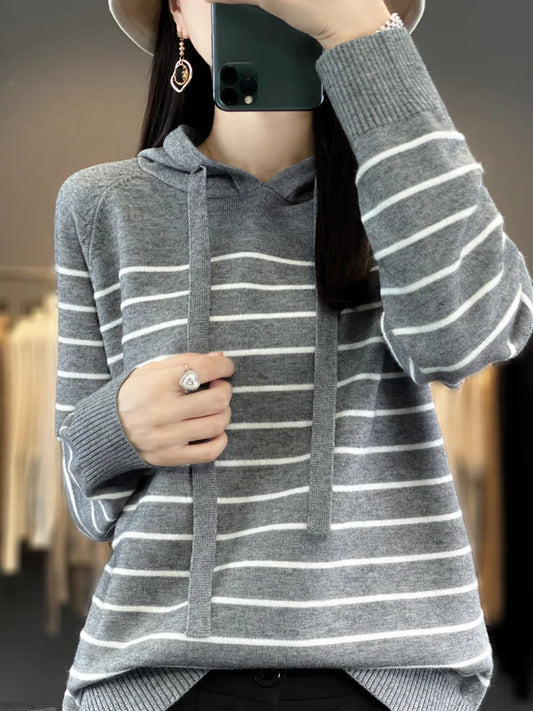 (New) Striped Wool Hoodies And Sweatshirts