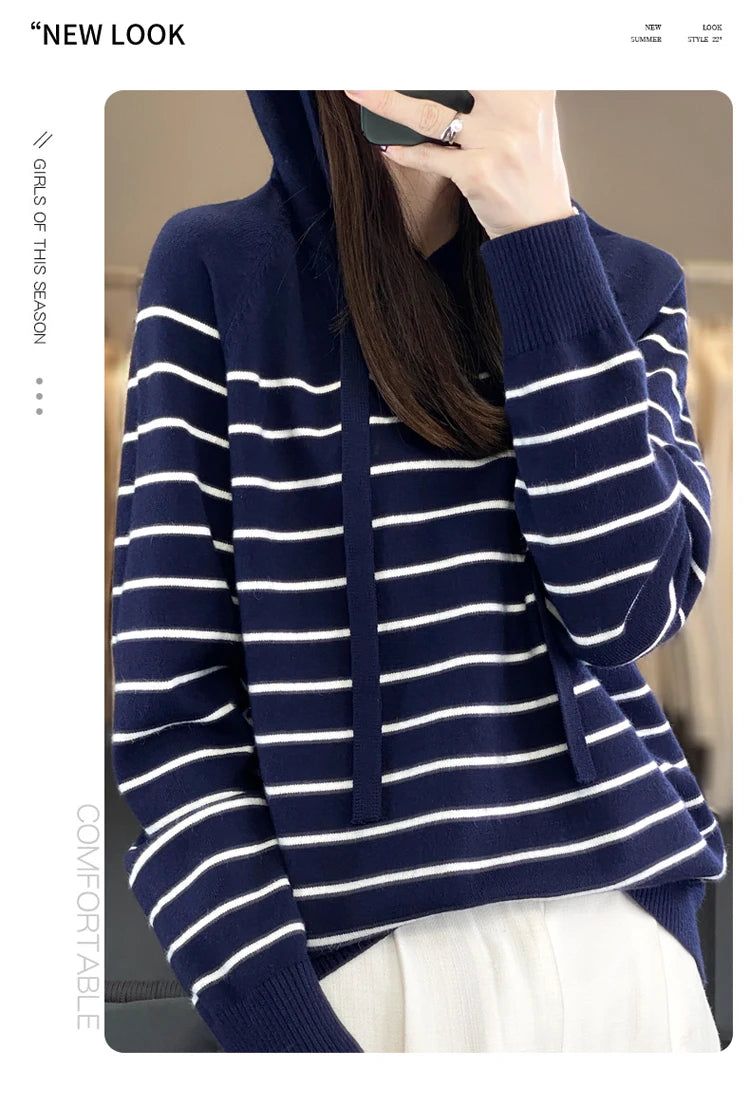 (New) Striped Wool Hoodies And Sweatshirts