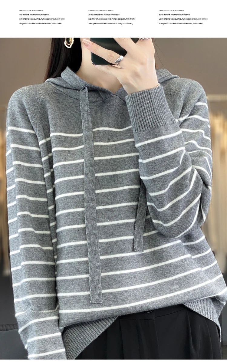 (New) Striped Wool Hoodies And Sweatshirts