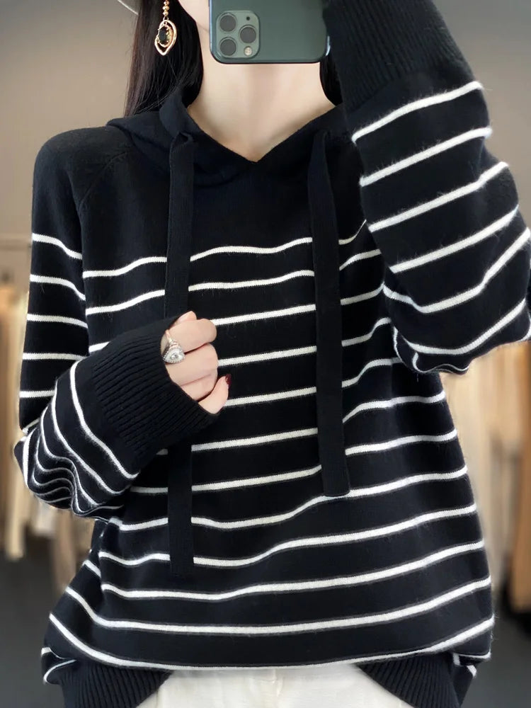 (New) Striped Wool Hoodies And Sweatshirts