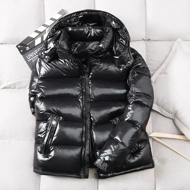 Shiny White Casual Puffer Jacket